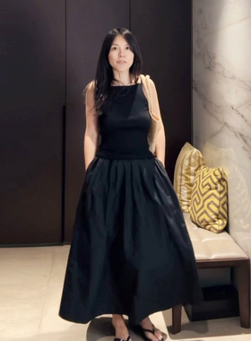 TANG TOWN 自制 16姆丝棉  丝滑舒适 优雅A字大摆半裙 女