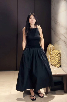 TANG TOWN 自制 16姆丝棉  丝滑舒适 优雅A字大摆半裙 女