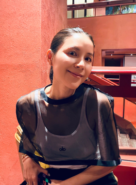 TANG TOWN 自制 朦胧轻盈透感8姆米真丝欧根纱时髦凹造型斗篷