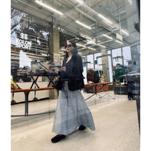 汉麻混纺 春夏干爽凉感亚麻 显瘦流线连腰条纹半裙 TOWN自制 TANG