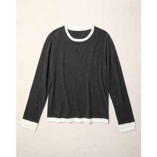 纯羊绒圆领假两件撞色针织衫 春夏时髦不费力 毛衣 TOWN TANG