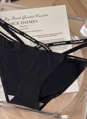 包邮新款【100-135斤】467欧美贴胶字母交叉带冰丝低腰女内裤艾蒂