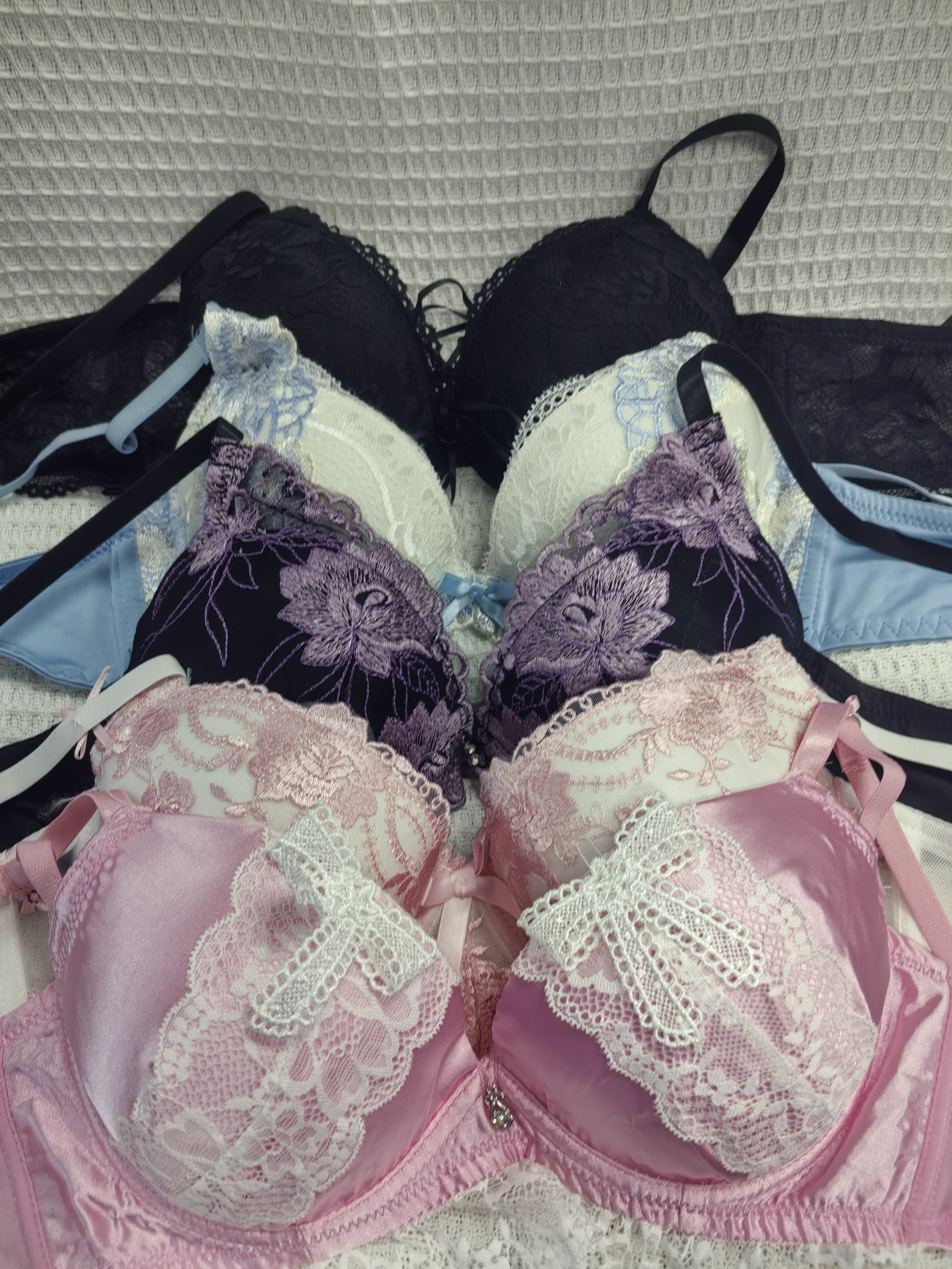 大码32/70B（S码）日韩内衣文胸钢圈聚拢刺绣蕾丝多扣无插垫杂款