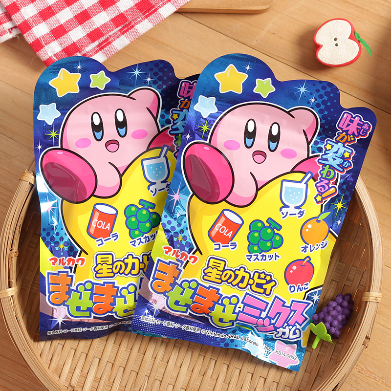 日本进口丸川混合口味星之卡比口香糖可乐水果汽水味泡泡糖小零食