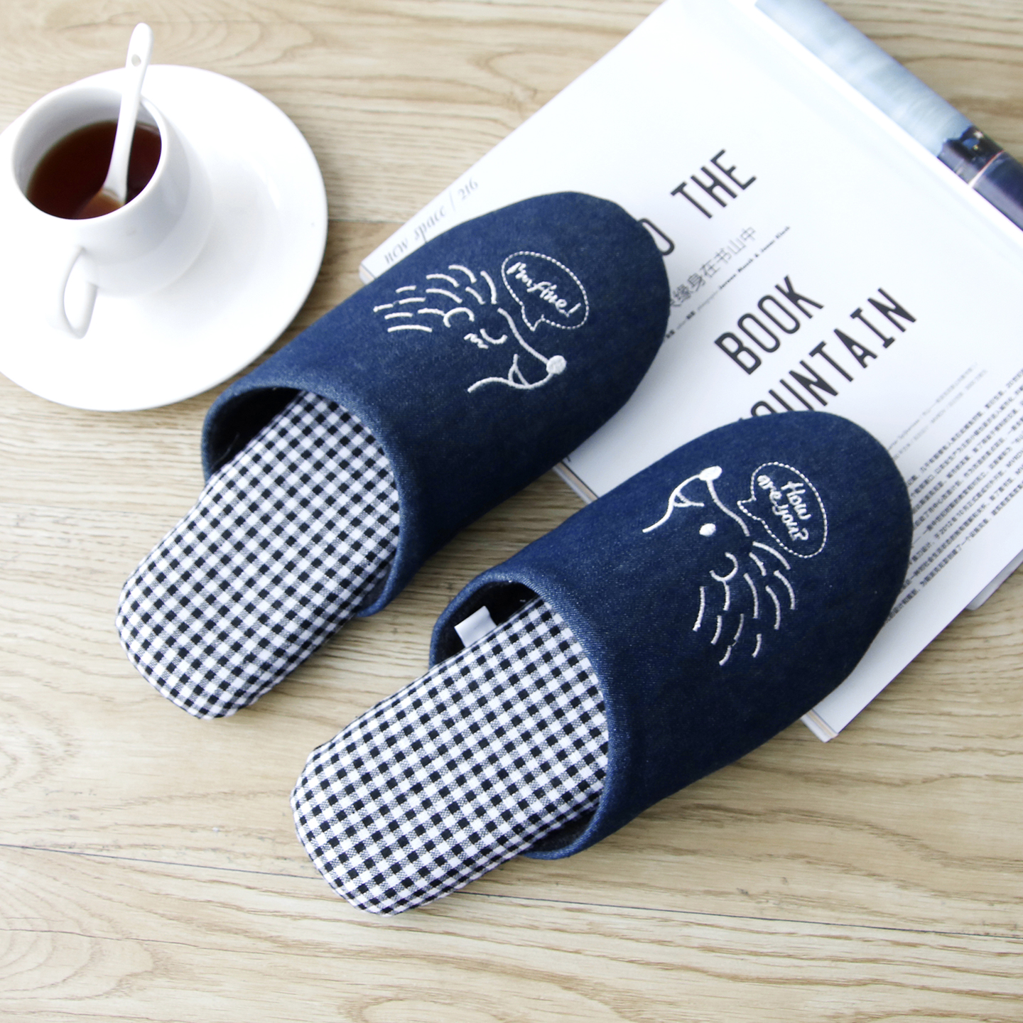 日式春秋冬季卡通情侣儿童家居静音防滑棉拖鞋室内地板软底男女拖