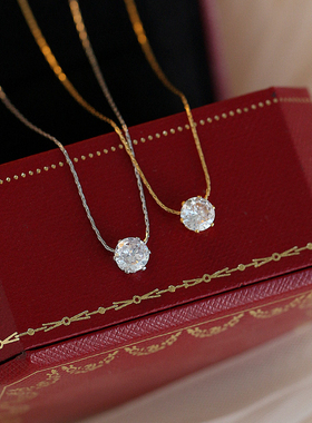 小众设计高级感简约气质水钻吊坠项链女夏短款锁骨链小众轻奢配饰