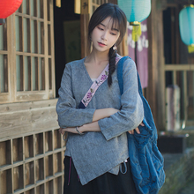 远镇重工刺绣外套复古亚麻小开衫纯苎麻上衣高端女装茶服汉服棉麻