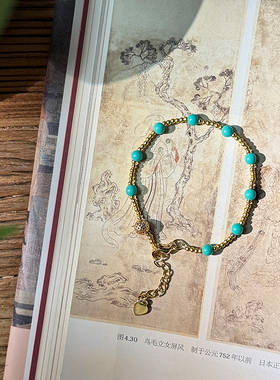 新中式中国风原创饰品绿松石小米珠手链细百搭手串男女设计款单圈