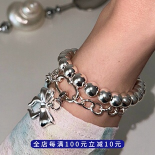 PLUS JEWELRY/自留款!好rua的串串!可盘大珠珠圆珠手链925纯银
