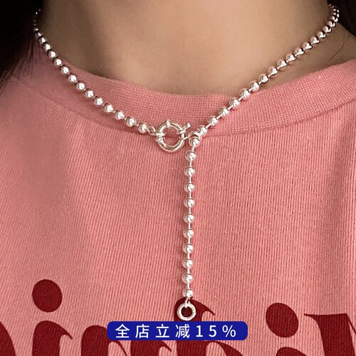 PLUS JEWELRY / 通体925银珠珠链随心搭配吊坠胖猪项链可调节长度