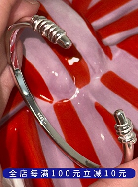 PLUS JEWELRY / 通体925纯银打结光面手环素圈手镯光圈镯子