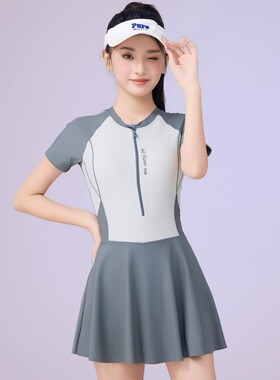 颖熙梦95037新款成人女士裙式连体泳衣运动休闲保守显瘦游泳衣