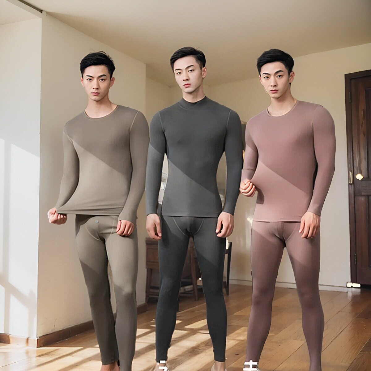 新一步男秋冬内衣圆领38050发热秋衣秋裤保暖套装蚕蛹蛋白热得快