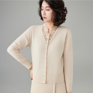 【100%纯山羊绒】超软贴肤舒服秋冬洋气针织衫蕾丝外穿内搭气质