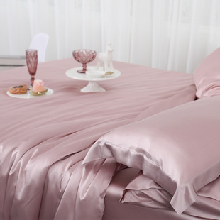 绫罗 纯色简约100%桑蚕丝床品重磅22亩姆米真丝四件套  限量特价