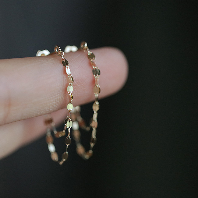 轻奢s925银镀14k金kiss链吻字链长短流苏双层耳钉耳环耳线女性感