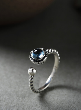 银石湾s925纯银戒指镶嵌复古女