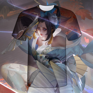 新王者荣耀不知火舞魅雨短袖t恤男女春夏装中小学生青少年cos上衣