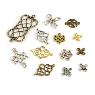 首饰配饰 耳环配件 装 饰连接 2724 DIY复古合金 中国结 饰品配件