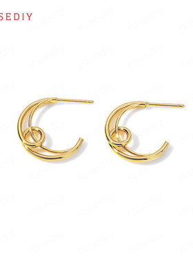 Diy饰品耳环耳饰耳针配件23x19MM铜镀真金耳圈 耳钉(含耳塞)35935