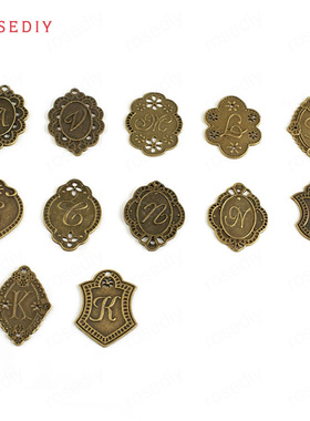 DIY复古合金 饰品配件 挂件 挂坠 项链吊坠 英文字母字牌 22292