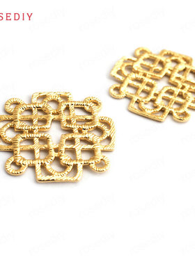 项链耳环耳饰Diy饰品配件29x29MM铜镀真金方形 连接 挂件34907