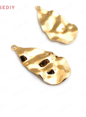 项链耳环耳饰Diy饰品配件31x17MM铜镀真金波浪水滴 挂件34845