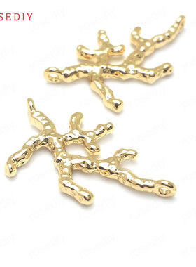 项链手链耳环耳饰Diy饰品配件26x14MM铜镀真金树枝 挂件吊坠36932
