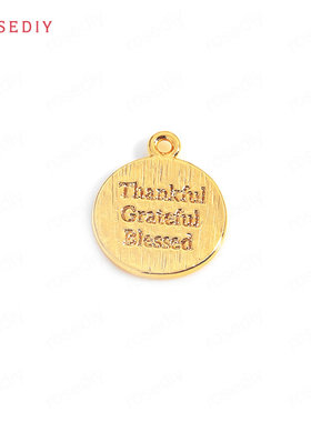 项链耳环耳饰Diy饰品配件11x13MM铜镀真金圆形字牌挂件吊坠35718