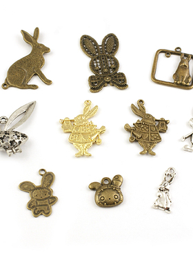 DIY复古合金 饰品配件 合金挂件 挂坠 项链吊坠 野兔 兔子 22696