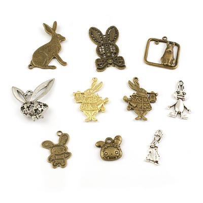 DIY复古合金 饰品配件 合金挂件 挂坠 项链吊坠 野兔 兔子 22696