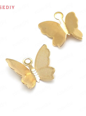 项链手链耳环耳饰Diy饰品配件14x11MM铜镀真金蝴蝶 挂件吊坠36914