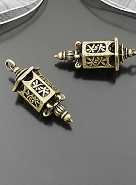 Diy饰品配件锌合金古青铜色35*12MM合金镂空仿古灯笼25569