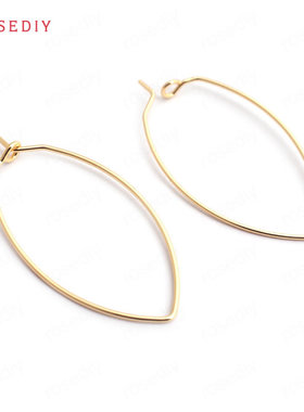 耳饰配件Diy饰品配件38x19MM丝粗0.7MM铜镀真金长椭圆耳勾35206