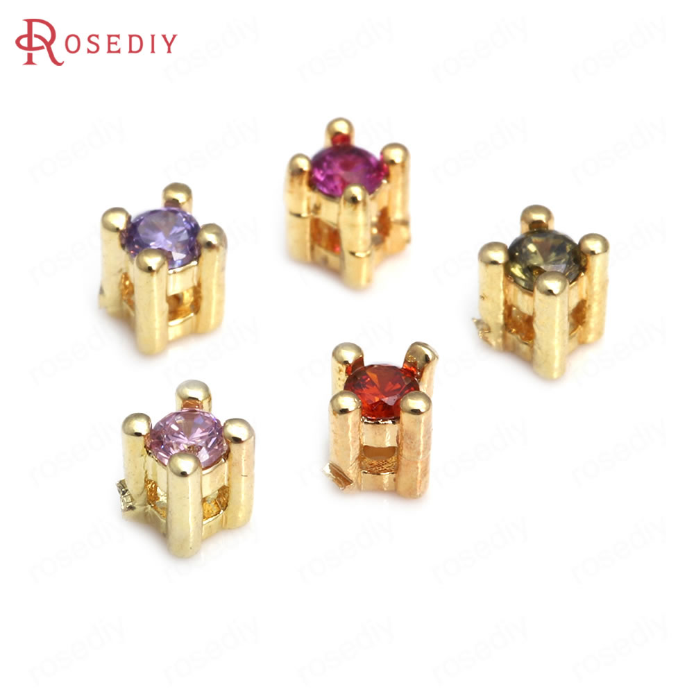 项链 Diy饰品配件3MM 铜+锆石保色香槟金色 镶锆 隔珠 多色 40190