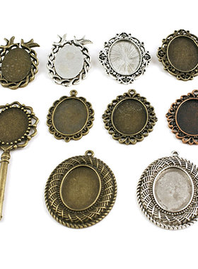 复古合金 椭圆底托 内贴25*18MM 时光宝石 玻璃宝石底托 23356