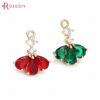 Diy饰品配件14x16MM 铜+锆石 镶锆 花 挂件 吊坠-锆石白色 40167