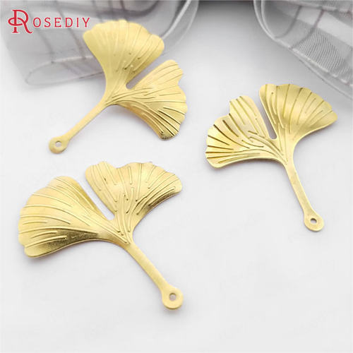 Diy饰品配件29x25.5MM 铜黄铜色 铜制 银杏叶 树叶 挂件吊坠30583