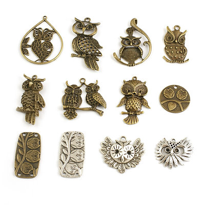DIY复古合金 饰品配件 合金挂件 挂坠 吊坠 大猫头鹰 21194