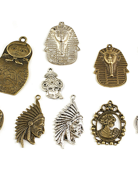 Diy饰品配件耳饰配件复古合金 耳环配件 45*32MM 美人头挂坠23341