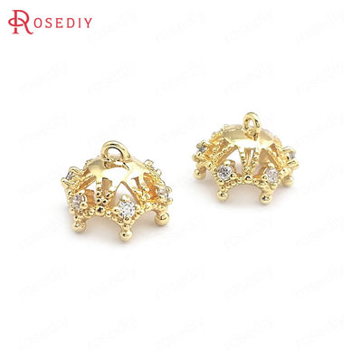 项链手链耳环耳饰Diy饰品配件铜半孔针镶锆花托花帽珠托珠帽40403