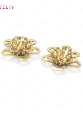 项链手链耳环耳饰Diy饰品配件12MM 高5MM铜黄铜色立体花38506