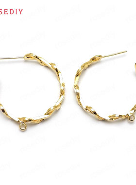 Diy饰品配件30x34MM  铜镀真金 耳圈 925银针 耳钉(含耳塞) 36063