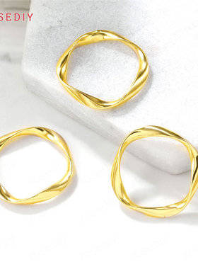 (38658)25x25MM 厚2MM 铜 24K金色 方形扭圈 挂件 吊坠6个
