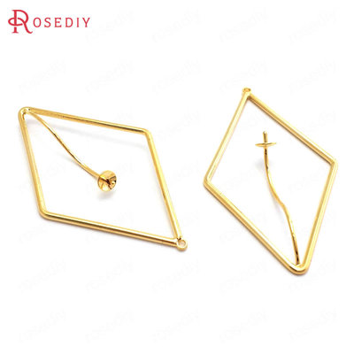 Diy饰品配件47x27MM 盘4MM 铜镀真金 长菱形 耳环挂件 37069