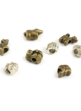 DIY复古合金配件 手链串珠配件 小象 小狗 小熊 大孔珠 25761