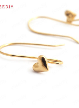 Diy饰品耳环耳饰耳针配件高21MM铜镀真金桃心 耳勾耳钩35207
