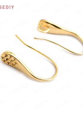 Diy饰品耳环耳饰耳针配件高17MM铜镀真金水滴 耳勾耳钩34931