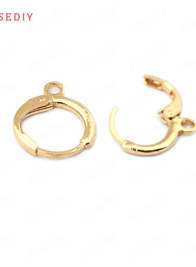 Diy饰品配件铜镀真金耳环耳饰配件14*12MM圆圈耳小钩小耳圈33758