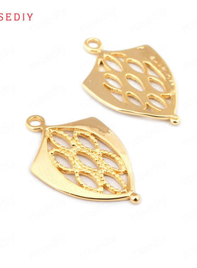 Diy饰品铜镀真金项链手链耳环发饰头饰配件盾形 挂件 吊坠 33541